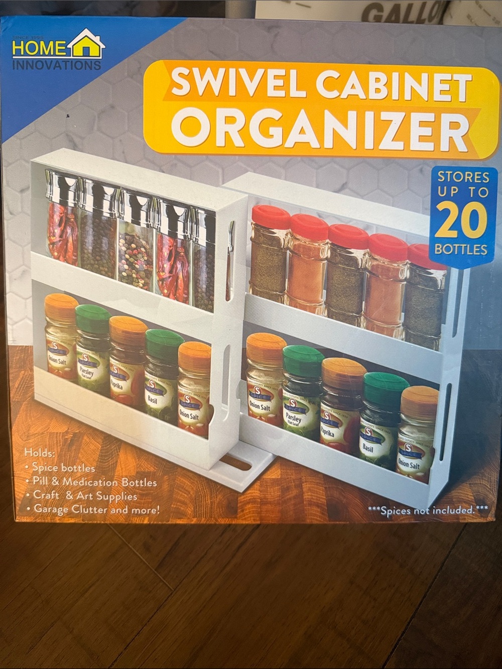 White Swivel Cabinet Organizer - 20-Bottle Spice Rack